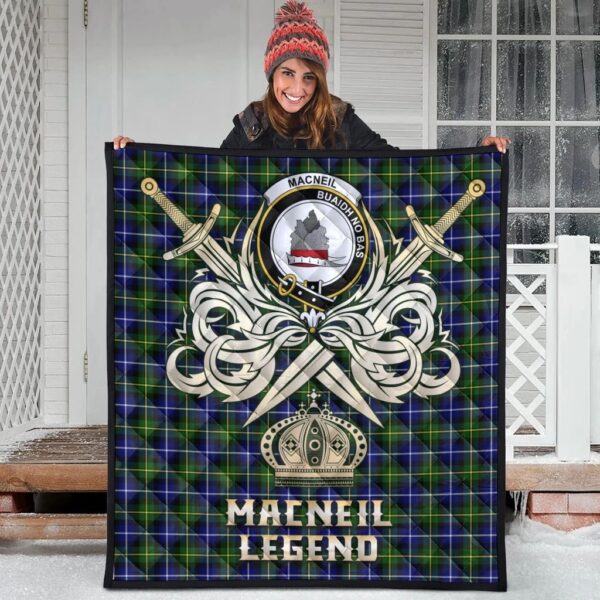 MacNeil of Barra Modern Clan Quilt, Scottish Tartan MacNeil of Barra Modern Clans Premium Quilt Legend Gold Royal Style