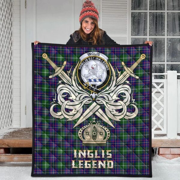 Inglis Modern Clan Quilt, Scottish Tartan Inglis Modern Clans Premium Quilt Legend Gold Royal Style