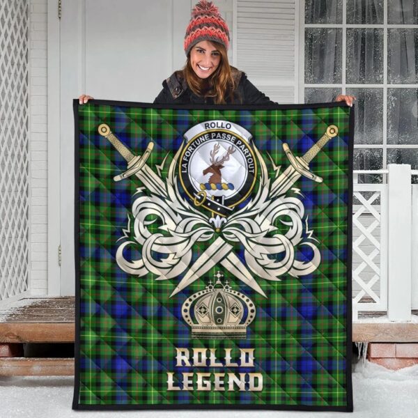 Rollo Modern Clan Quilt, Scottish Tartan Rollo Modern Clans Premium Quilt Legend Gold Royal Style