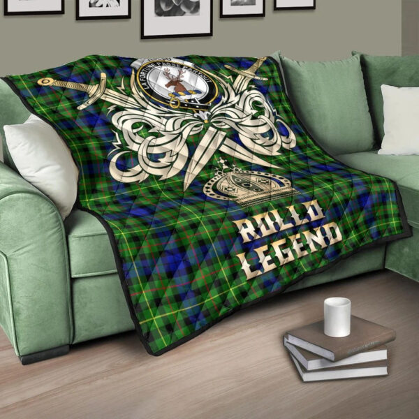 Rollo Modern Clan Quilt, Scottish Tartan Rollo Modern Clans Premium Quilt Legend Gold Royal Style - Image 3