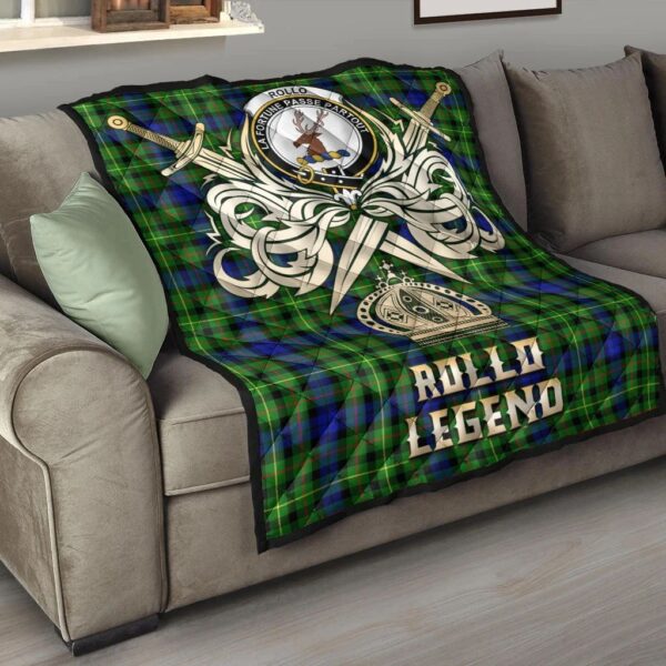 Rollo Modern Clan Quilt, Scottish Tartan Rollo Modern Clans Premium Quilt Legend Gold Royal Style - Image 6