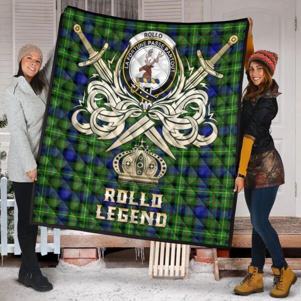 Rollo Modern Clan Quilt, Scottish Tartan Rollo Modern Clans Premium Quilt Legend Gold Royal Style - Image 2