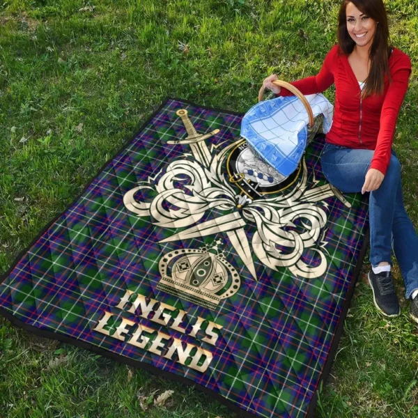 Inglis Modern Clan Quilt, Scottish Tartan Inglis Modern Clans Premium Quilt Legend Gold Royal Style - Image 4