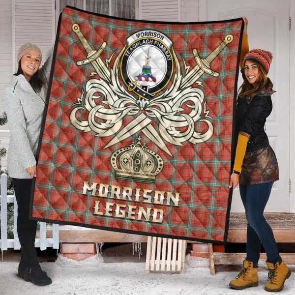 Morrison Red Ancient Clan Quilt, Scottish Tartan Morrison Red Ancient Clans Premium Quilt Legend Gold Royal Style - Image 2