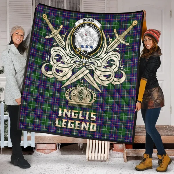 Inglis Modern Clan Quilt, Scottish Tartan Inglis Modern Clans Premium Quilt Legend Gold Royal Style - Image 2