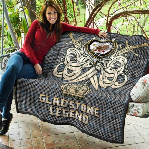 Gladstone Clan Quilt, Scottish Tartan Gladstone Clans Premium Quilt Legend Gold Royal Style - Image 5