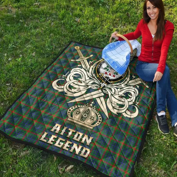 Aiton Clan Quilt, Scottish Tartan Aiton Clans Premium Quilt Legend Gold Royal Style - Image 4