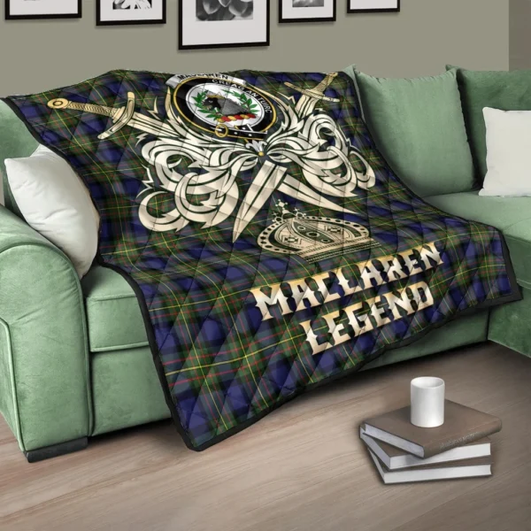 MacLaren Modern Clan Quilt, Scottish Tartan MacLaren Modern Clans Premium Quilt Legend Gold Royal Style - Image 3