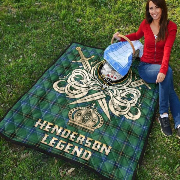 Henderson Ancient Clan Quilt, Scottish Tartan Henderson Ancient Clans Premium Quilt Legend Gold Royal Style - Image 4