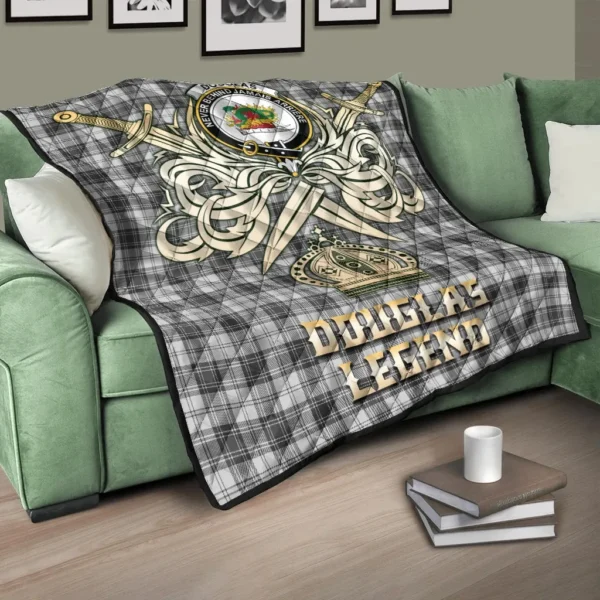 Douglas Grey Modern Clan Quilt, Scottish Tartan Douglas Grey Modern Clans Premium Quilt Legend Gold Royal Style - Image 3