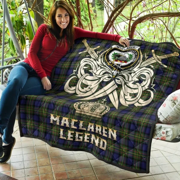 MacLaren Modern Clan Quilt, Scottish Tartan MacLaren Modern Clans Premium Quilt Legend Gold Royal Style - Image 5