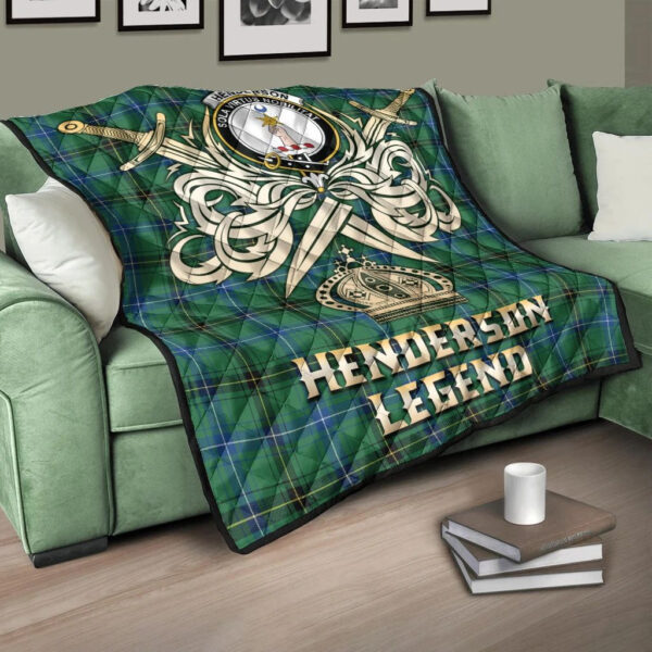 Henderson Ancient Clan Quilt, Scottish Tartan Henderson Ancient Clans Premium Quilt Legend Gold Royal Style - Image 3