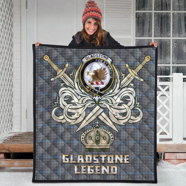 Gladstone Clan Quilt, Scottish Tartan Gladstone Clans Premium Quilt Legend Gold Royal Style