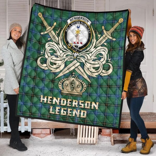 Henderson Ancient Clan Quilt, Scottish Tartan Henderson Ancient Clans Premium Quilt Legend Gold Royal Style - Image 2