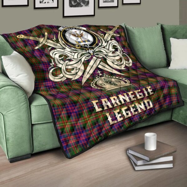 Carnegie Modern Clan Quilt, Scottish Tartan Carnegie Modern Clans Premium Quilt Legend Gold Royal Style - Image 3