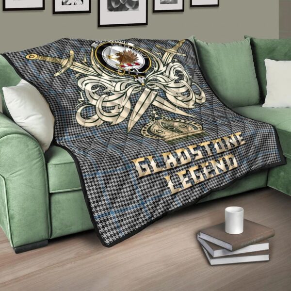 Gladstone Clan Quilt, Scottish Tartan Gladstone Clans Premium Quilt Legend Gold Royal Style - Image 3