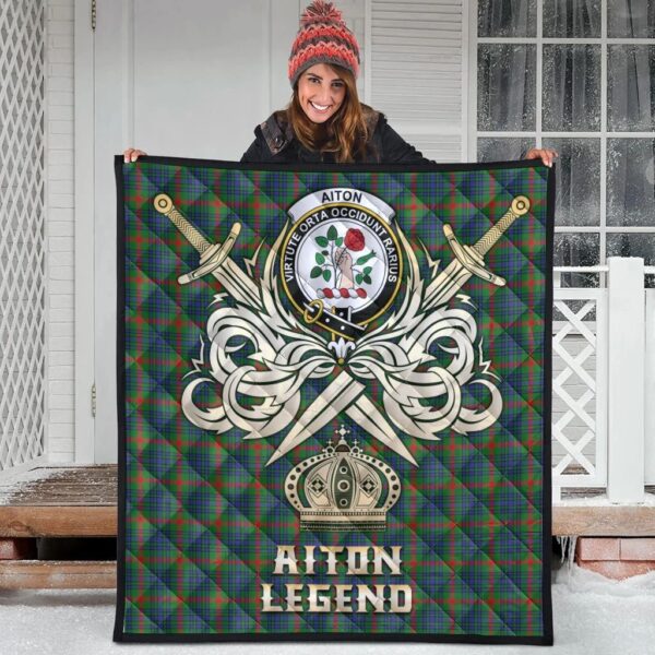 Aiton Clan Quilt, Scottish Tartan Aiton Clans Premium Quilt Legend Gold Royal Style