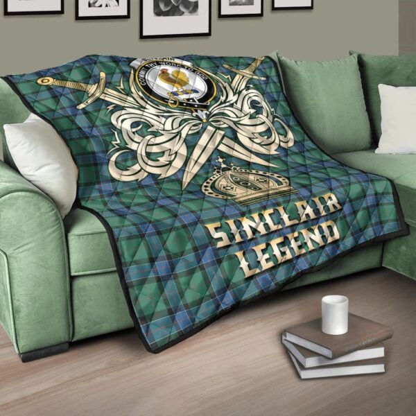 Sinclair Hunting Ancient Clan Quilt, Scottish Tartan Sinclair Hunting Ancient Clans Premium Quilt Legend Gold Royal Style - Image 3