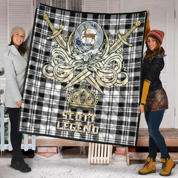 Scott Black White Modern Clan Quilt, Scottish Tartan Scott Black White Modern Clans Premium Quilt Legend Gold Royal Style - Image 2