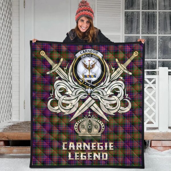 Carnegie Modern Clan Quilt, Scottish Tartan Carnegie Modern Clans Premium Quilt Legend Gold Royal Style