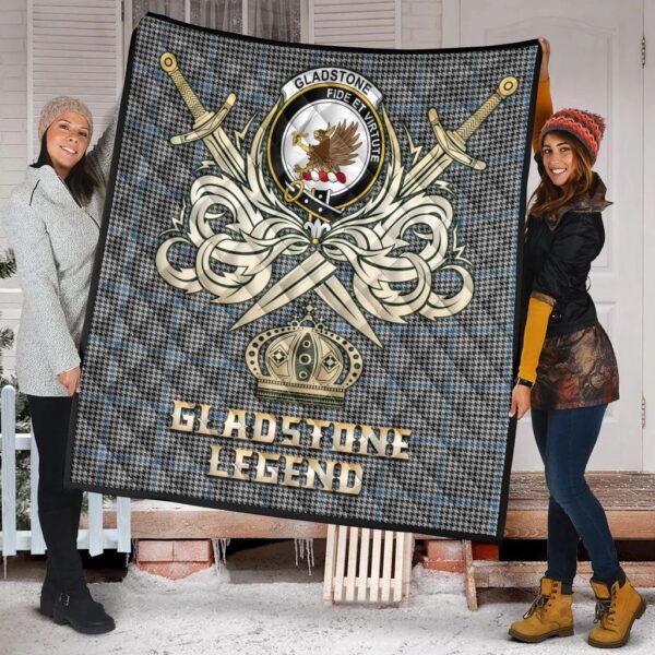 Gladstone Clan Quilt, Scottish Tartan Gladstone Clans Premium Quilt Legend Gold Royal Style - Image 2