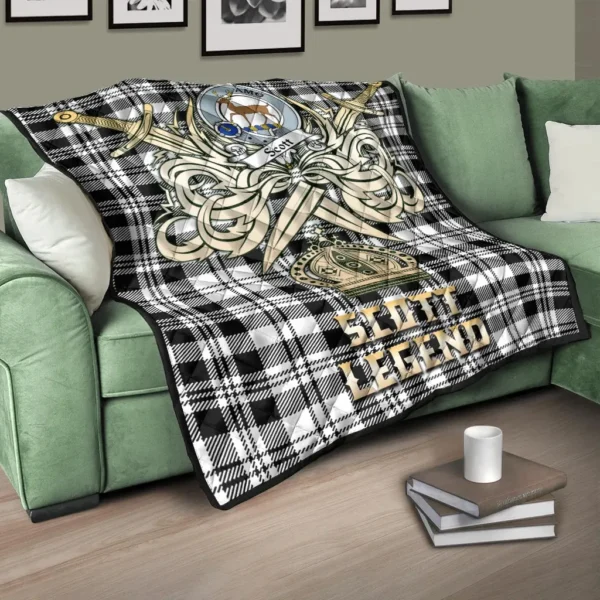 Scott Black White Modern Clan Quilt, Scottish Tartan Scott Black White Modern Clans Premium Quilt Legend Gold Royal Style - Image 3