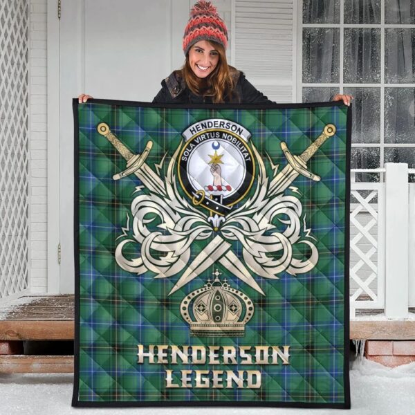 Henderson Ancient Clan Quilt, Scottish Tartan Henderson Ancient Clans Premium Quilt Legend Gold Royal Style