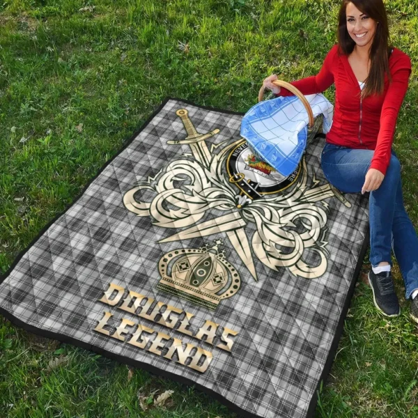 Douglas Grey Modern Clan Quilt, Scottish Tartan Douglas Grey Modern Clans Premium Quilt Legend Gold Royal Style - Image 4