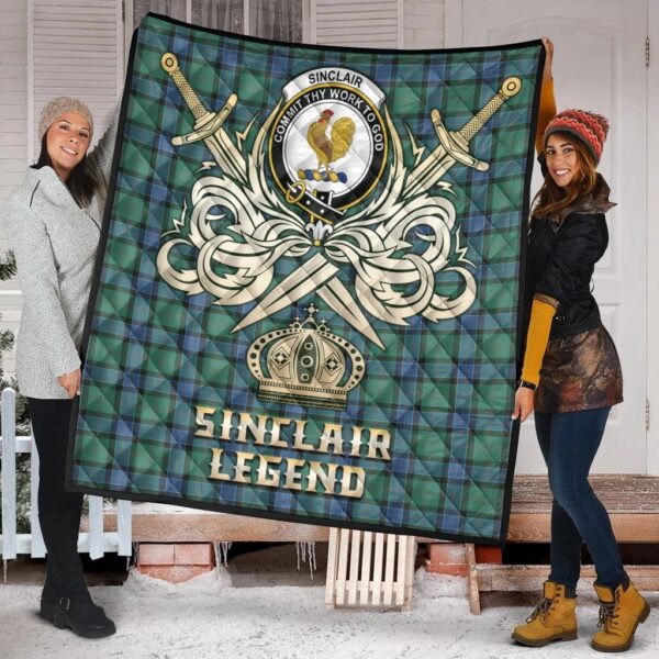 Sinclair Hunting Ancient Clan Quilt, Scottish Tartan Sinclair Hunting Ancient Clans Premium Quilt Legend Gold Royal Style - Image 2