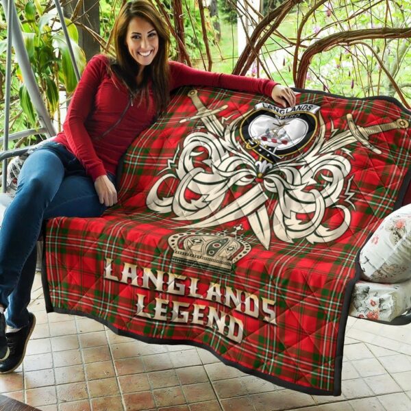 Langlands Clan Quilt, Scottish Tartan Langlands Clans Premium Quilt Legend Gold Royal Style - Image 5