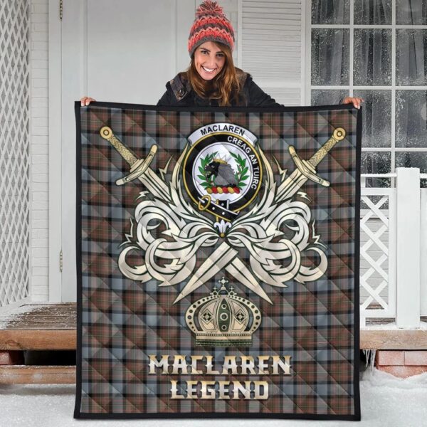 MacLaren Weathered Clan Quilt, Scottish Tartan MacLaren Weathered Clans Premium Quilt Legend Gold Royal Style