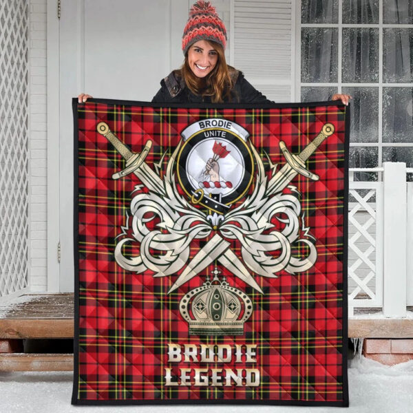 Brodie Modern Clan Quilt, Scottish Tartan Brodie Modern Clans Premium Quilt Legend Gold Royal Style