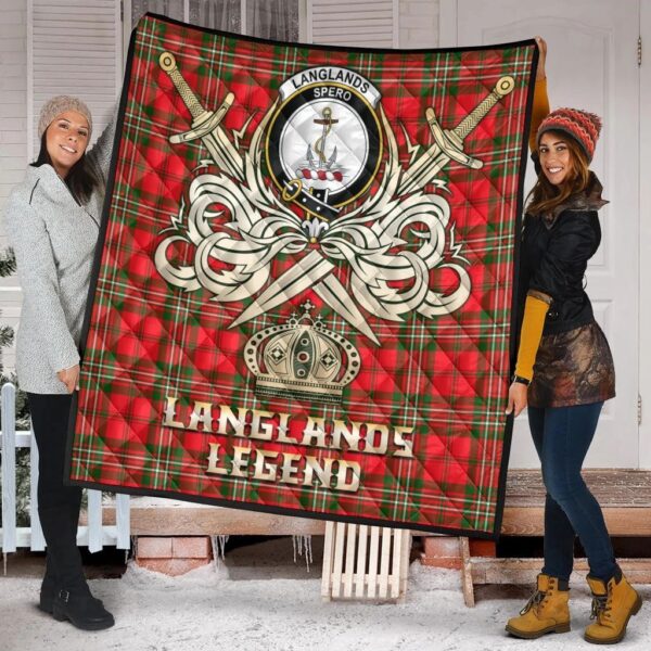 Langlands Clan Quilt, Scottish Tartan Langlands Clans Premium Quilt Legend Gold Royal Style - Image 2