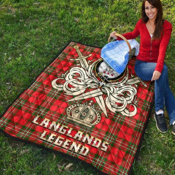 Langlands Clan Quilt, Scottish Tartan Langlands Clans Premium Quilt Legend Gold Royal Style - Image 4