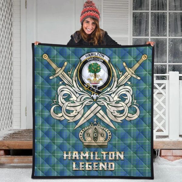 Hamilton Hunting Ancient Clan Quilt, Scottish Tartan Hamilton Hunting Ancient Clans Premium Quilt Legend Gold Royal Style