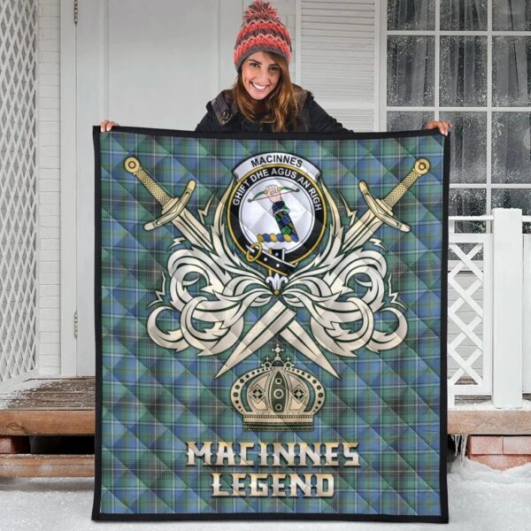 MacInnes Ancient Clan Quilt, Scottish Tartan MacInnes Ancient Clans Premium Quilt Legend Gold Royal Style