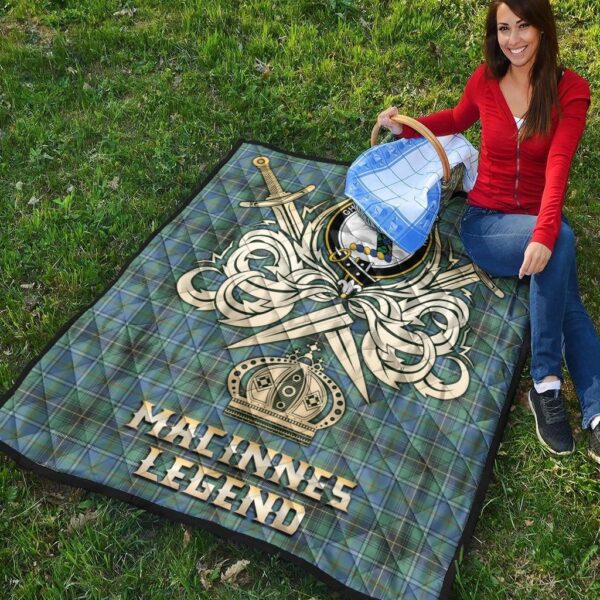 MacInnes Ancient Clan Quilt, Scottish Tartan MacInnes Ancient Clans Premium Quilt Legend Gold Royal Style - Image 4