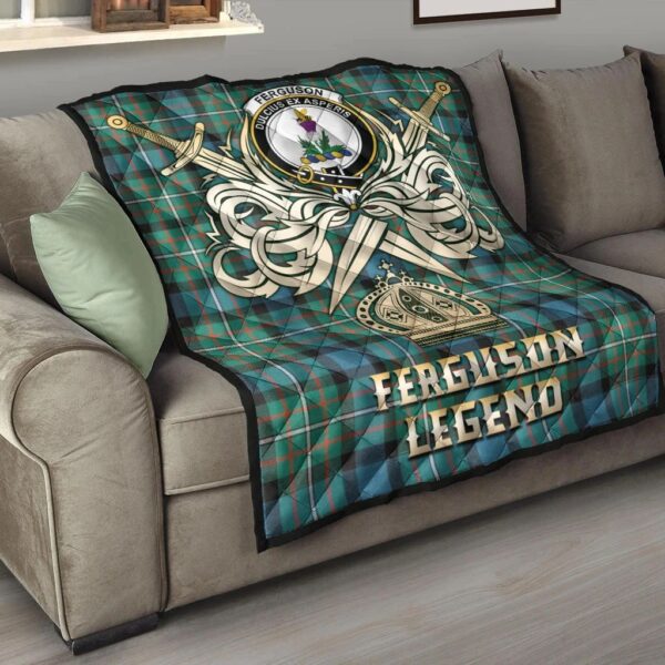 Ferguson Ancient Clan Quilt, Scottish Tartan Ferguson Ancient Clans Premium Quilt Legend Gold Royal Style - Image 6