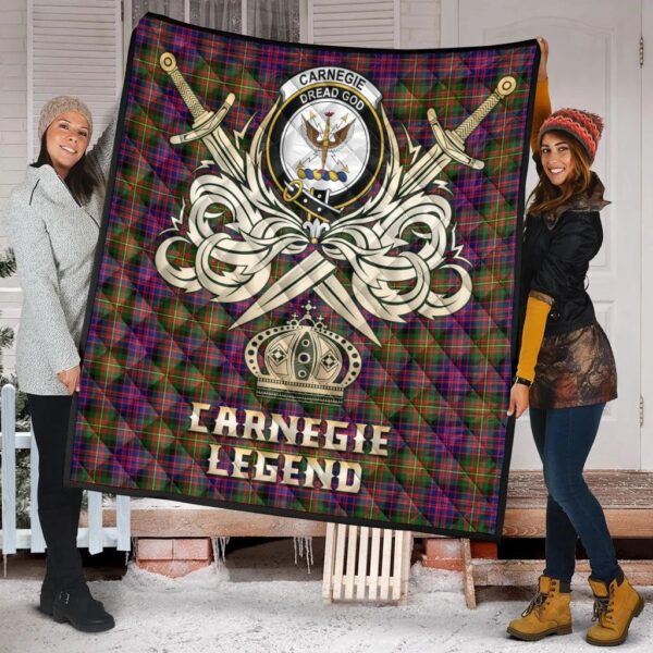 Carnegie Modern Clan Quilt, Scottish Tartan Carnegie Modern Clans Premium Quilt Legend Gold Royal Style - Image 2