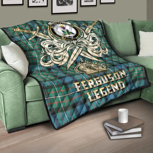 Ferguson Ancient Clan Quilt, Scottish Tartan Ferguson Ancient Clans Premium Quilt Legend Gold Royal Style - Image 3