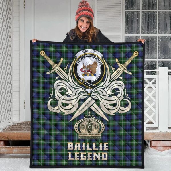 Baillie Modern Clan Quilt, Scottish Tartan Baillie Modern Clans Premium Quilt Legend Gold Royal Style