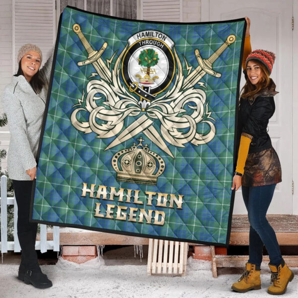 Hamilton Hunting Ancient Clan Quilt, Scottish Tartan Hamilton Hunting Ancient Clans Premium Quilt Legend Gold Royal Style - Image 2