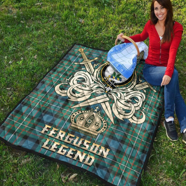 Ferguson Ancient Clan Quilt, Scottish Tartan Ferguson Ancient Clans Premium Quilt Legend Gold Royal Style - Image 4