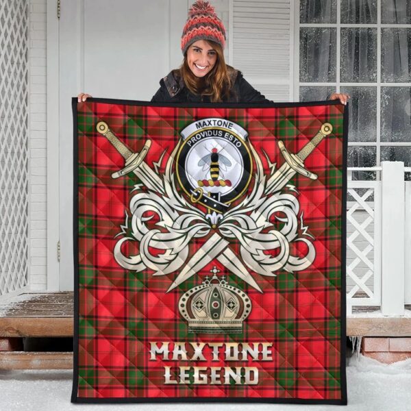 Maxtone Clan Quilt, Scottish Tartan Maxtone Clans Premium Quilt Legend Gold Royal Style