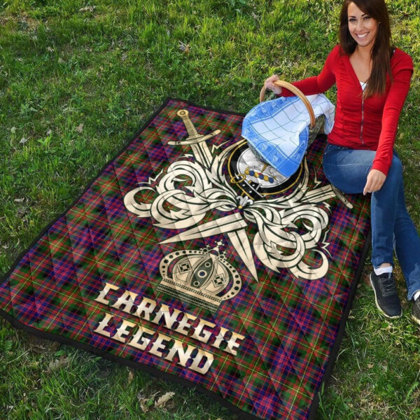 Carnegie Modern Clan Quilt, Scottish Tartan Carnegie Modern Clans Premium Quilt Legend Gold Royal Style - Image 4