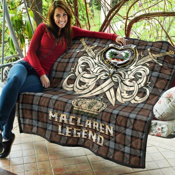 MacLaren Weathered Clan Quilt, Scottish Tartan MacLaren Weathered Clans Premium Quilt Legend Gold Royal Style - Image 5