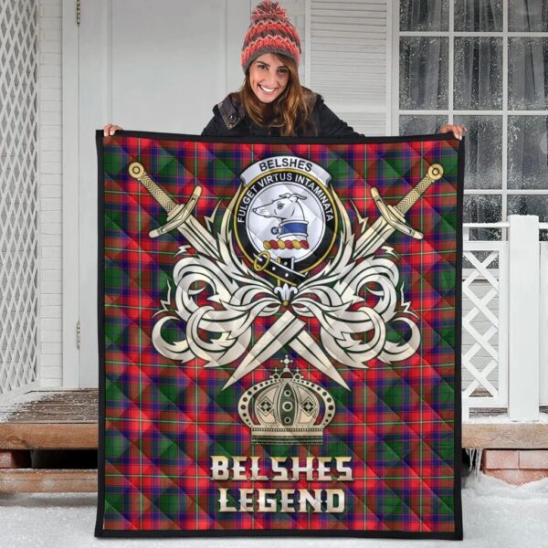 Belshes Clan Quilt, Scottish Tartan Belshes Clans Premium Quilt Legend Gold Royal Style