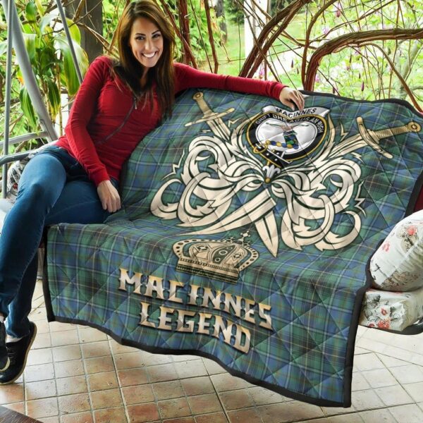 MacInnes Ancient Clan Quilt, Scottish Tartan MacInnes Ancient Clans Premium Quilt Legend Gold Royal Style - Image 5