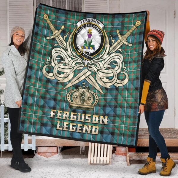 Ferguson Ancient Clan Quilt, Scottish Tartan Ferguson Ancient Clans Premium Quilt Legend Gold Royal Style - Image 2