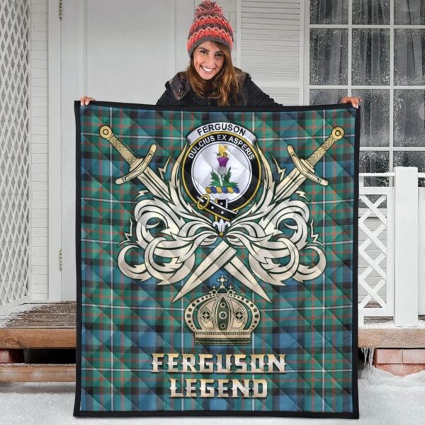 Ferguson Ancient Clan Quilt, Scottish Tartan Ferguson Ancient Clans Premium Quilt Legend Gold Royal Style